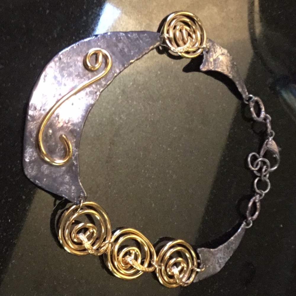 Gold hammered metal necklace